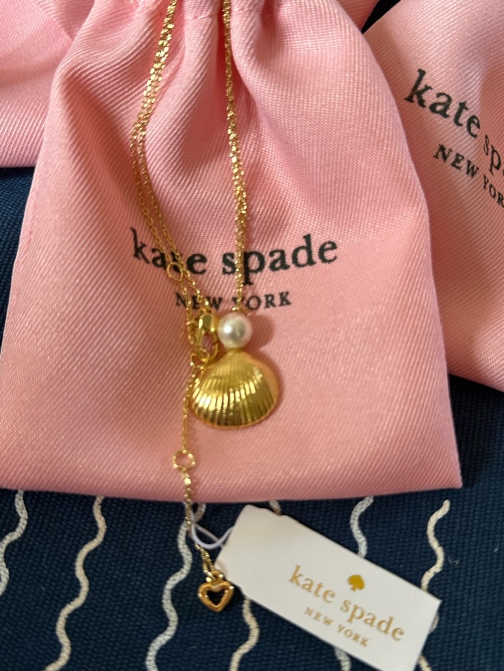 Kate Spade Gold-Tone Reef Treasure Imitation Pearl & Shell Mini Pendant Necklace